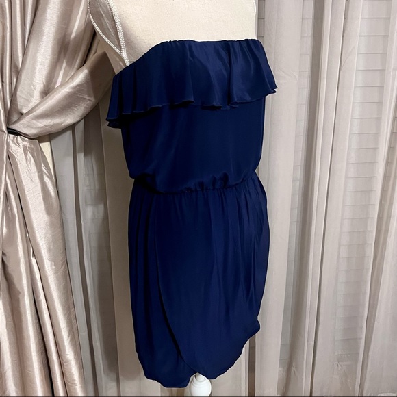EUC Amanda Uprichard Blue Silk Joan Strapless Dress - Picture 3 of 6